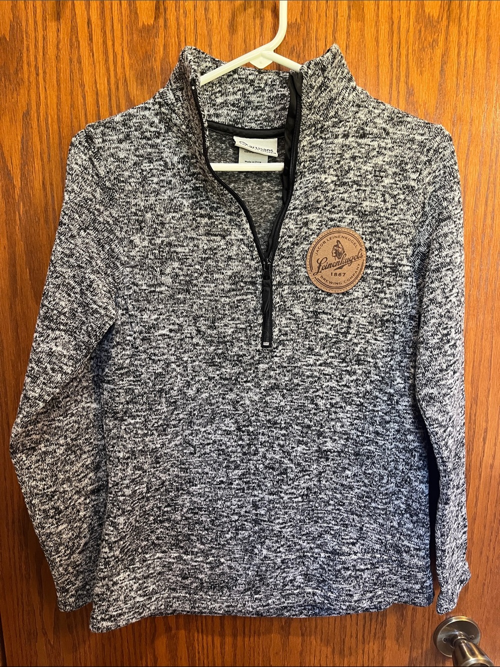 Leinenkugel’s Black and White Marled Quarter-Zip Sweater